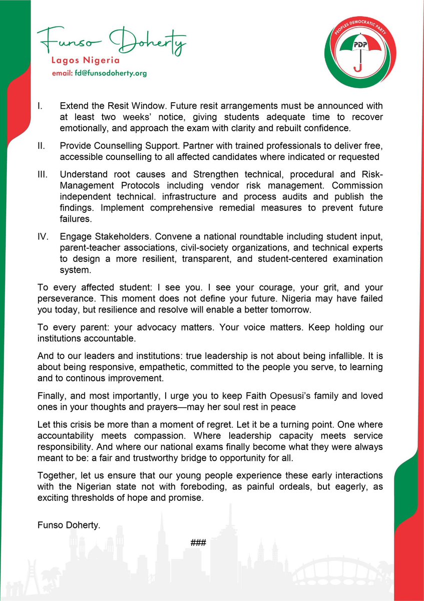 funsodoherty (@funsodoherty) on Twitter photo Here is a statement I issued on the recent UTME crisis. Here is a statement I issued on the recent UTME crisis.