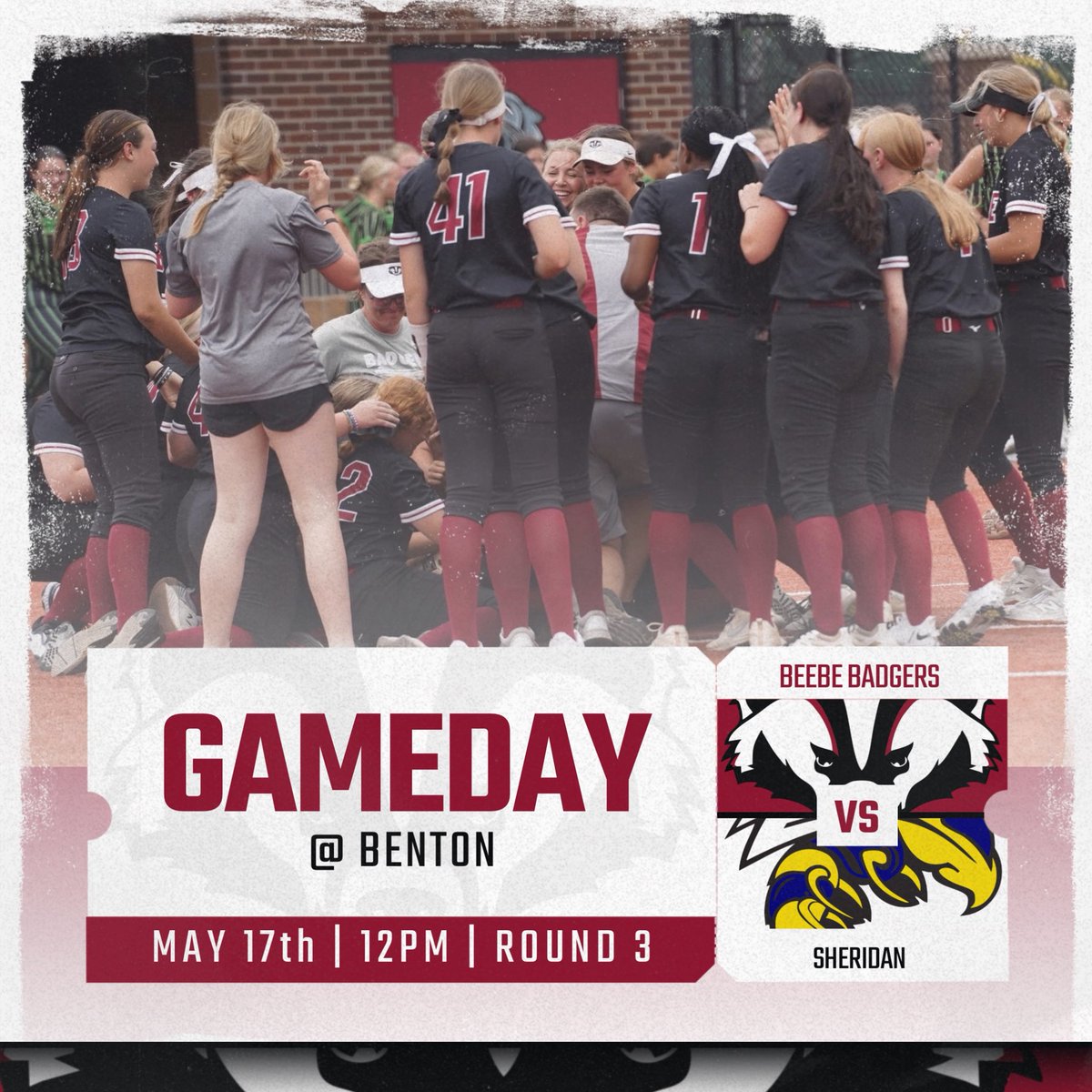 Badger Fans! Your softball team plays in the state tournament semi-finals! We need everyone there!
📍 Benton High School 
🎟️ gofan.co/event/3589892?…
⏰ 12:00pm
🆚 Sheriden
📺 youtube.com/live/Q_PwPghlN…