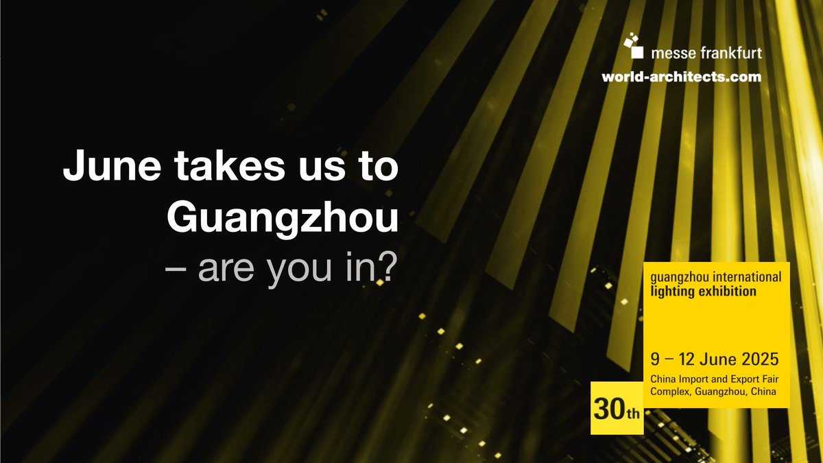 Join us for free Guided Tours at #GILE2025 (9–12 June) in Guangzhou at the China Import and Export Fair Complex!
Led by Carla Wilkins &amp; moderated by Renato Turri—discover lighting trends, innovation &amp; global design dialogue.

#LightingDesign #WorldArchitects #MesseFrankfurt