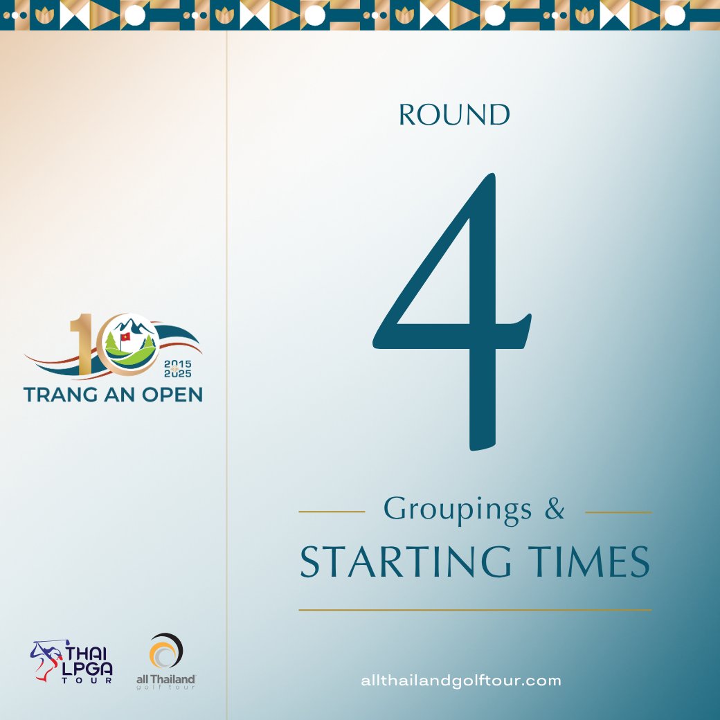 Groupings and Starting Times for Trang An Open 2025 Final Round
drive.google.com/file/d/1gZxGmT…
or
allthailandgolftour.com/tournaments/te…

#TrangAnOpen2025 #TrangAnGolfResort
#allThailandGolfTour #ATGT
#OfficialWorldGolfRanking #OWGR