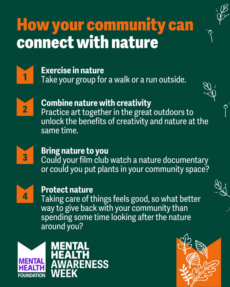 How will your community get outside this weekend and take in all the mental health benefits of nature?

Let us know in the comments and find all our tips on connecting with nature here: bit.ly/3NgC6P6

#MentalHealthAwarenessWeek
#ThisIsMyCommunity