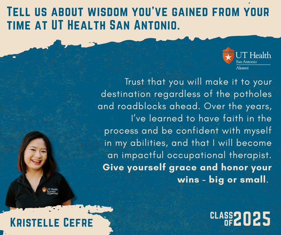 UT Health SA Alumni (@uthealthsalumni) on Twitter photo ✨ Kristelle Cefre✨ , <a href="/UTHealthSA_SHP/">Health Professions</a> #Classof2025, had countless unforgettable moments at <a href="/UTHealthSA/">UT Health San Antonio</a>.
Swipe ➡️ to learn more about those unforgettable moments!🤗🧡
#makelivesbetter #countdowntograduation ✨ Kristelle Cefre✨ , <a href="/UTHealthSA_SHP/">Health Professions</a> #Classof2025, had countless unforgettable moments at <a href="/UTHealthSA/">UT Health San Antonio</a>.
Swipe ➡️ to learn more about those unforgettable moments!🤗🧡
#makelivesbetter #countdowntograduation