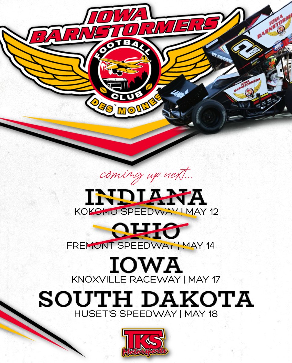 HOME SWEET IOWA! <a href="/knoxvilleraces/">Knoxville Raceway</a> tonight with our <a href="/iabarnstormers/">Iowa Barnstormers</a> No. 2KS then it's off to <a href="/HusetsSpeedway/">Huset's Speedway</a> tomorrow.