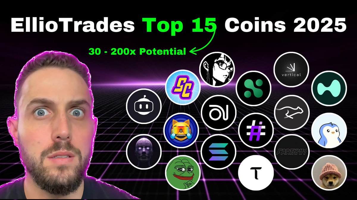 EllioTrades Just Revealed His Top 15 Coins for 2025!

His picks cover L1, AI &amp; Agents and even Memecoins🤯

Here are all 15 cryptos + <a href="/elliotrades/">EllioTrades</a> comments on each:👇
