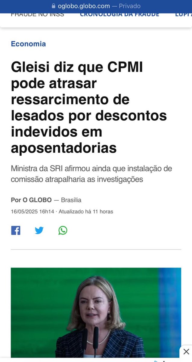 Ué, roubaram os aposentados, mas investigar os culpados “atrapalharia” o ressarcimento. A lógica do PT é genial, importante é não atrapalhar o crime, né? Vai ter CPMI, sim!