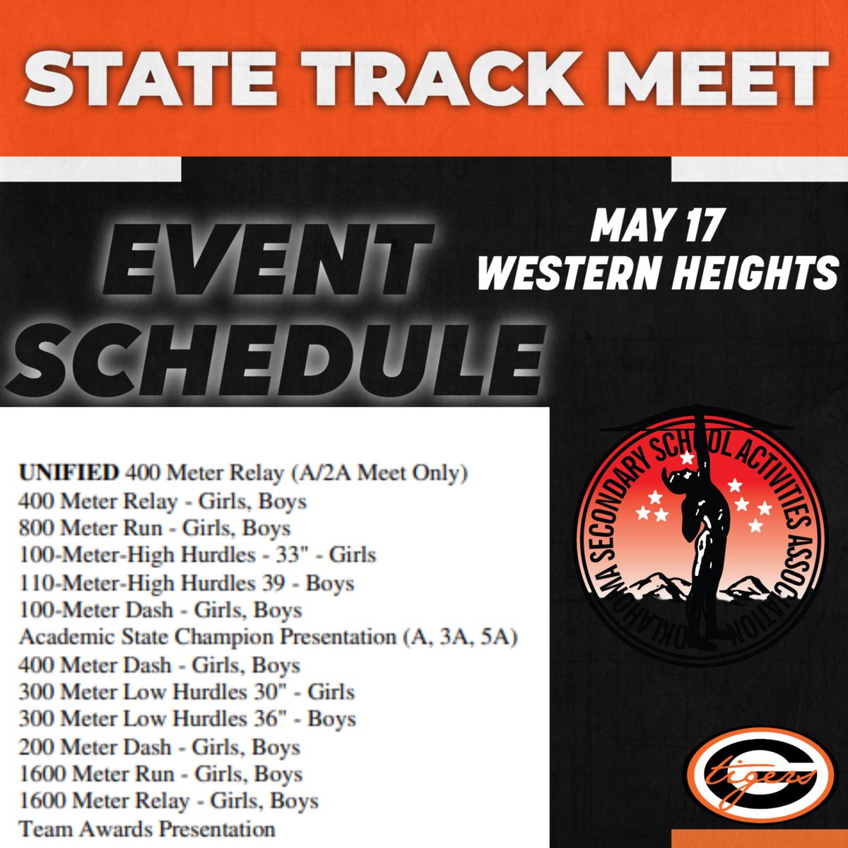 It’s the final day of the State Track Meet for Adam and Tesfaye—time to finish strong! 💪🔥 We’re proud of you both! Let’s go, Tigers! 🐾🏃‍♂️