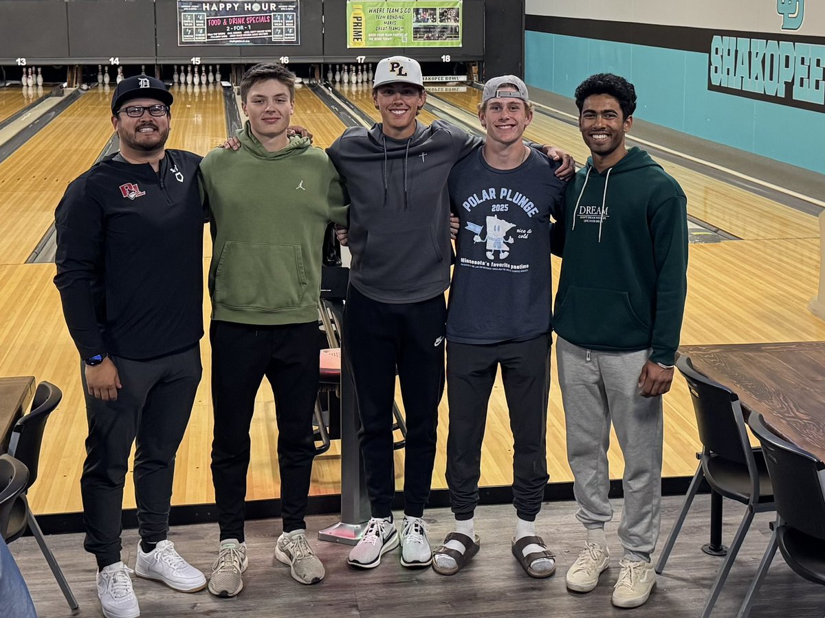 PLLakerBaseball's tweet photo. When the game gets rained out, you go bowling!

Thanks to @BowlShakopee for hosting our Varsity squad yesterday!

Congrats to our bowling champions! https://t.co/bhzAuw6ewl