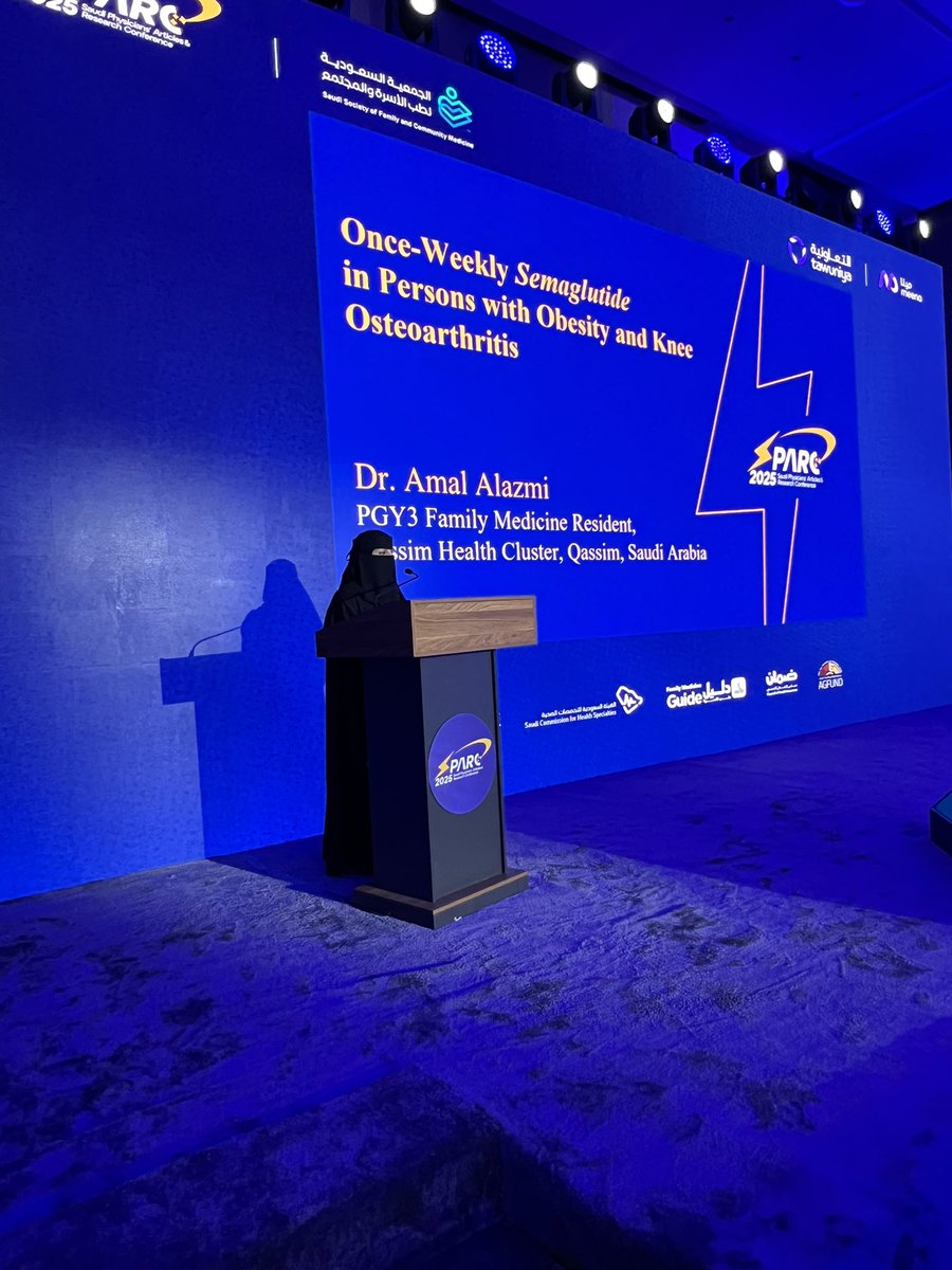 Special thanks to Dr. Amal Al Azmi for an inspiring, evidence-based journal alert presentation on Semaglutide in obesity and knee osteoarthritis.💉💊

Clear , practical, and full of impact 👏🏻✨

#SPARC2025 ⚡️
