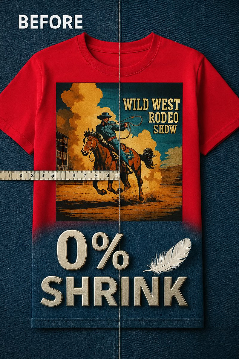 ddsboston24's tweet photo. Shrink-proof organic cotton cowboy tee 🤠 – we just dunked the Wild West Revival Tee in boiling water and it came out zero % shrunken!

GOTS-certified, heavy-weight, and built for real wear. 

Ready to test your own? 👉 https://t.co/vwBTt1hhSL

#cowboycore #organiccotton #shrinkproof #westernwear #sustainablefashion #ecoapparel #graphictee #slowfashion