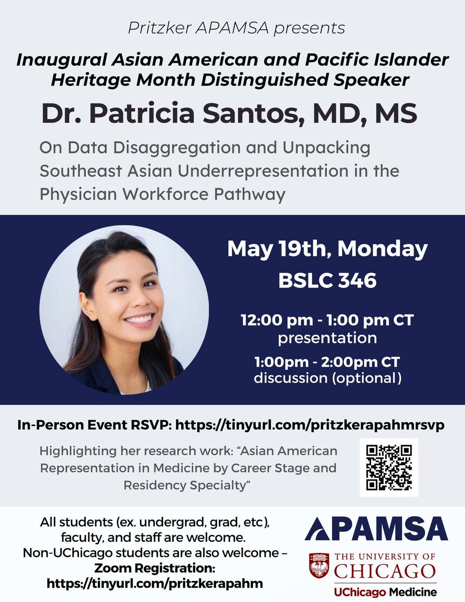 tayohelp's tweet image. #DataDisaggregation: Pritzker APAMSA webinar - Dr. Patricia Santos will present her research on Data Disaggregation and Unpacking Southeast Asian Underrepresentation in the Physician Workforce Pathway.
Paper jamanetwork.com/journals/jaman…
May 19, Noon CT
Register uchicago.zoom.us/meeting/regist…