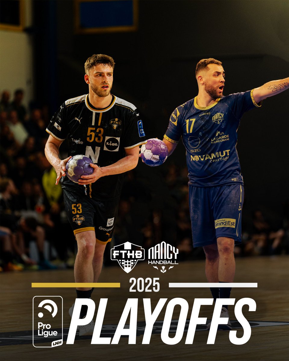 𝙋𝙇𝘼𝙔𝙊𝙁𝙁𝙎 𝟮𝟬𝟮𝟱 - 𝙌𝙐𝘼𝙍𝙏

On connaît l'adversaire de ce 1/4 de playoffs 🏆
Les #NoirEtOr affronteront Nancy Handball 🔥

👉 Mardi 20 mai Nancy 🆚 FTHB
👉 Vendredi 23 mai FTHB 🆚 Nancy

On se donne rdv vendredi à Ferrari 💪🏼

#PassionNoirEtOr⚫️🟡