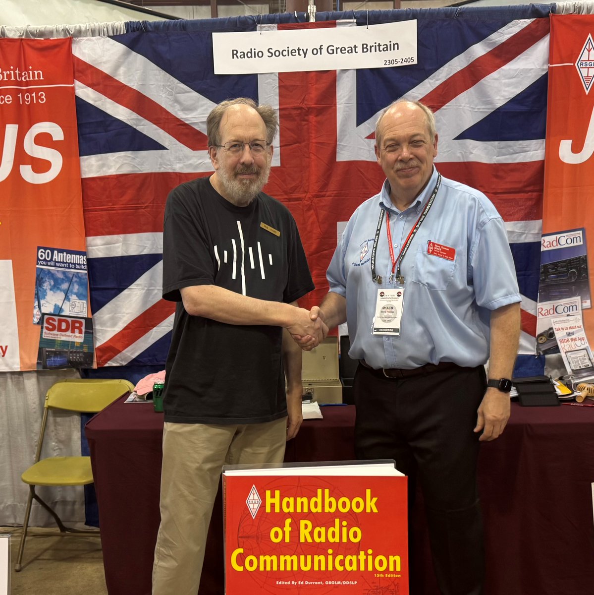 Steve Thomas, M1ACB welcomed Phil Karn, K9AQ as an RSGB digital member at <a href="/hamvention/">Dayton Hamvention®</a> yesterday. Welcome Phil! 🙌

Phil has just been honoured by the <a href="/arrl/">ARRL</a> with the Mary Hobart, K1MMH, Medal of Distinction. He is a Board member and President Emeritus of <a href="/ARDC_73/">ARDC</a> - a non-profit
