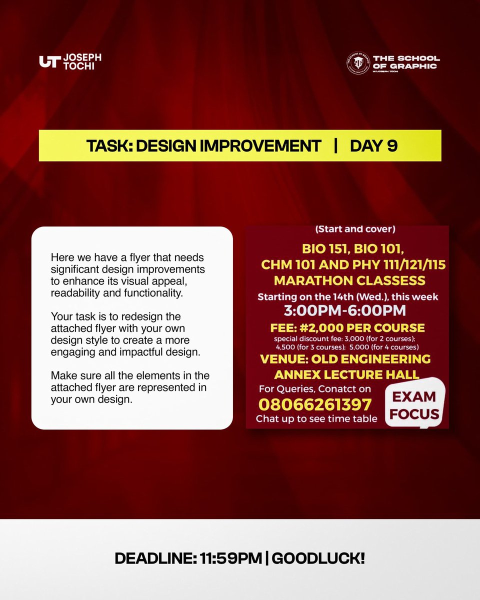 DaisiOladayo's tweet image. Still on redesigning poor design 
Day 9 challenge 
Here is my redesigned version 
#graphic design 
#graphics #schoolofgraphic
#30daysdesignsprint
#designsprint#30dayssprint