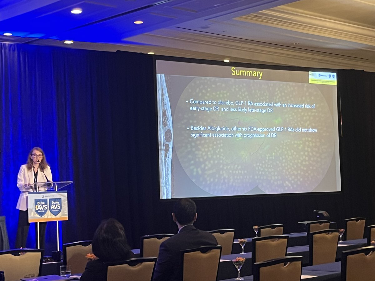 Retina Today (@retinatoday) on Twitter photo Majda Hadziahmetovic, MD, shared data on the ocular effects of GLP-1 receptor agonists; compared with placebo, they may increase the risk of DR due to the rapid improvement in glycemic control. <a href="/dukeeyecenter/">Duke Eye Center</a> <a href="/YoungMDConnect/">YoungMD Connect</a> <a href="/DukeMedSchool/">Duke University School of Medicine</a> #retina #AVS2025 Majda Hadziahmetovic, MD, shared data on the ocular effects of GLP-1 receptor agonists; compared with placebo, they may increase the risk of DR due to the rapid improvement in glycemic control. <a href="/dukeeyecenter/">Duke Eye Center</a> <a href="/YoungMDConnect/">YoungMD Connect</a> <a href="/DukeMedSchool/">Duke University School of Medicine</a> #retina #AVS2025