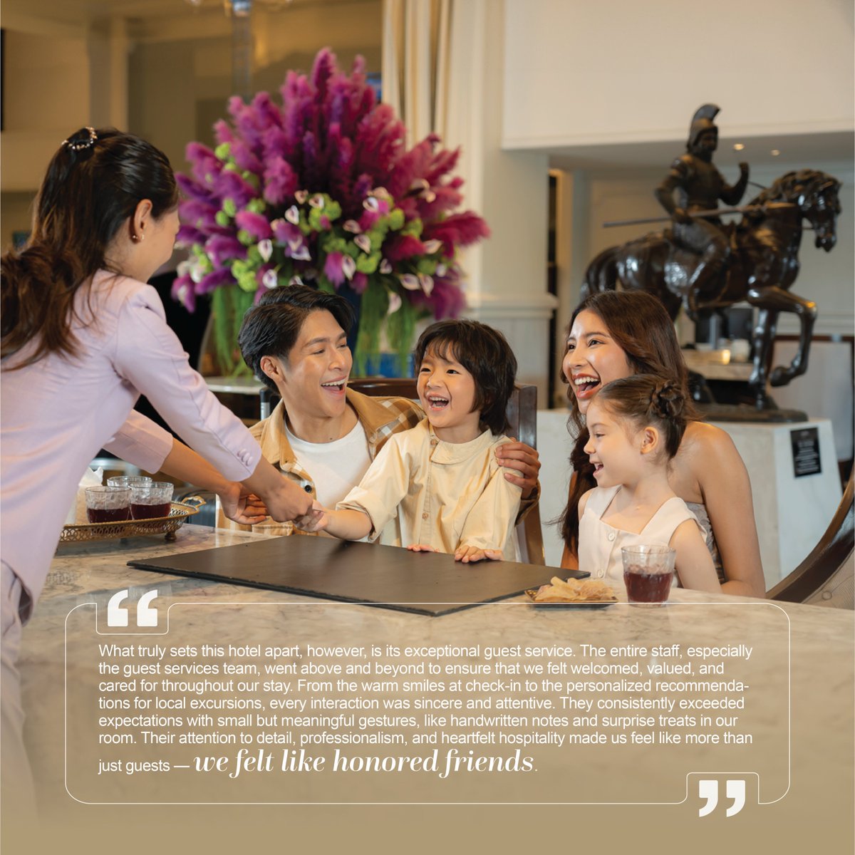 MovenpickMythTH's tweet photo. 𝗧𝗶𝗺𝗲𝗹𝗲𝘀𝘀 𝗲𝗹𝗲𝗴𝗮𝗻𝗰𝗲, 𝗵𝗲𝗮𝗿𝘁𝗳𝗲𝗹𝘁 𝗺𝗼𝗺𝗲𝗻𝘁𝘀 — thank you, 𝗔𝗻𝗻𝗮, for capturing the soul of our hospitality so beautifully in your review on Google. We look forward to welcoming you back again.

Enjoyed your stay? https://t.co/2i0JR7hyJj