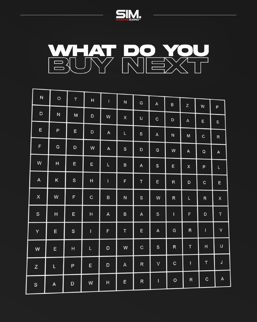 What’s your next SimRacing upgrade? 😏 Comment the first word you spot in this puzzle
Whatever it is... maybe it’s a sign. 🤩

✅ Get your tickets for THE SimRacing Event of 2025: ticket.simracingexpo.de

#SimRacingExpo #SRE25 #SimRacing #SimRacingHardware #simexpo