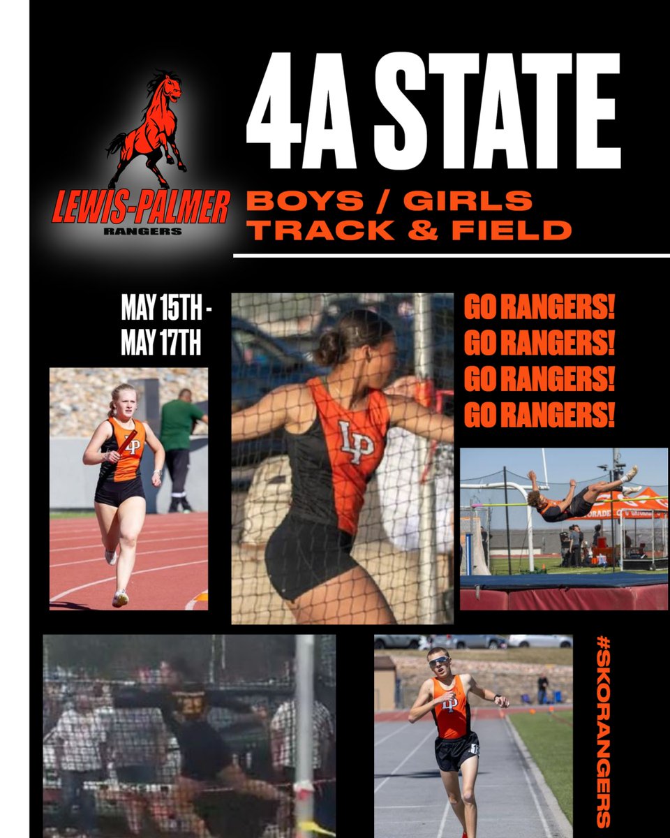 Good luck Rangers:
Day 3 of the 4A Girls / Boys CHSAA State Track and Field Meet.