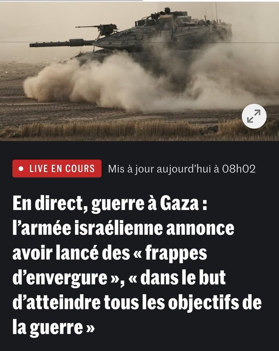 Ça y est : Netanyahou a lancé l'assaut final sur Gaza.

Par tous les moyens, il veut aller au bout de l'éradication du peuple palestinien à Gaza.

Et la France reste silencieuse. Nous n'oublierons rien.