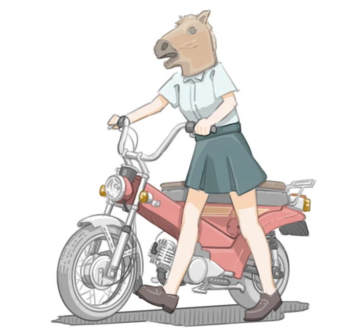ウ〇娘になりたかったけどなれなかった女子です。 (ヤマハ ジッピィ50)【再掲】 #バイクJK #イラスト