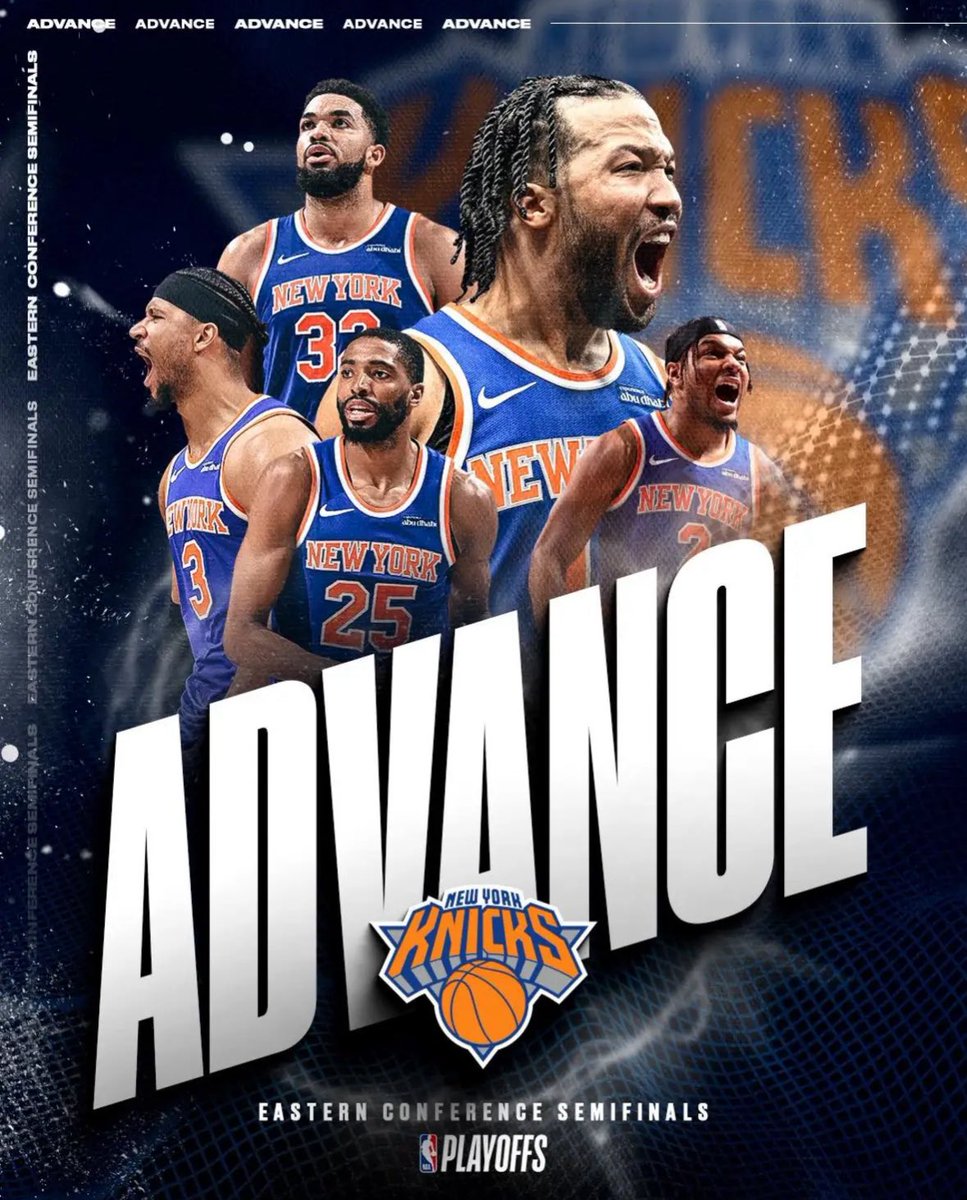 Edwin L. Santana (@gstep_org) on Twitter photo Congratulations to the <a href="/nyknicks/">NEW YORK KNICKS</a> on their 2025 Eastern Conference Finals advancement.
GAME 6 Final Score:
NY Knicks: 119 / Boston Celtics: 81 Congratulations to the <a href="/nyknicks/">NEW YORK KNICKS</a> on their 2025 Eastern Conference Finals advancement.
GAME 6 Final Score:
NY Knicks: 119 / Boston Celtics: 81