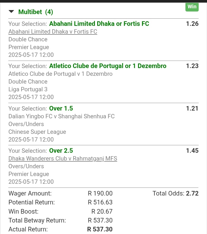 Check out my bet on betway betway.co.za/?share-bet=F9p…
#betwayslip 
#Betwaycodes 
<a href="/Betway_za/">Betway ZA</a> 
#BetwaySquad