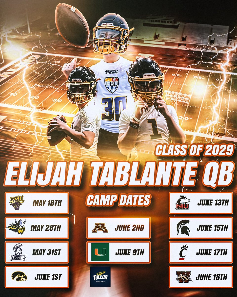 Elijah Tablante (@tablanteelijah) on Twitter photo My summer camp schedule <a href="/CoachHartig/">Colby Hartig</a> <a href="/MinnStFootball/">Minnesota State Football</a> <a href="/maverick_scoop/">Maverick Football Scoop</a> <a href="/CoachOJ_/">Jerry Olszewski</a> <a href="/CoachSipple/">Mark Sipple</a> <a href="/AugieFB/">Augustana Football</a> <a href="/CoachParnell/">A.J. Parnell</a> <a href="/Coach_Curtin_1/">Brian Curtin</a> <a href="/WinonaState_FB/">Winona State Football</a> <a href="/Spauldingiowa/">Matt Spaulding</a> <a href="/HawkeyeFootball/">Hawkeye Football</a> <a href="/GopherFootball/">Minnesota Football</a> <a href="/CoachHarbaugh/">Greg Harbaugh, Jr.</a> <a href="/ToledoFB/">Toledo Football</a> <a href="/ToledoQBs/">Robert Weiner</a> <a href="/NIUCoachHammock/">Thomas Hammock</a> <a href="/Coach_JBoyer/">Jon Boyer</a> <a href="/MSU_Football/">Michigan State Football</a> My summer camp schedule <a href="/CoachHartig/">Colby Hartig</a> <a href="/MinnStFootball/">Minnesota State Football</a> <a href="/maverick_scoop/">Maverick Football Scoop</a> <a href="/CoachOJ_/">Jerry Olszewski</a> <a href="/CoachSipple/">Mark Sipple</a> <a href="/AugieFB/">Augustana Football</a> <a href="/CoachParnell/">A.J. Parnell</a> <a href="/Coach_Curtin_1/">Brian Curtin</a> <a href="/WinonaState_FB/">Winona State Football</a> <a href="/Spauldingiowa/">Matt Spaulding</a> <a href="/HawkeyeFootball/">Hawkeye Football</a> <a href="/GopherFootball/">Minnesota Football</a> <a href="/CoachHarbaugh/">Greg Harbaugh, Jr.</a> <a href="/ToledoFB/">Toledo Football</a> <a href="/ToledoQBs/">Robert Weiner</a> <a href="/NIUCoachHammock/">Thomas Hammock</a> <a href="/Coach_JBoyer/">Jon Boyer</a> <a href="/MSU_Football/">Michigan State Football</a>