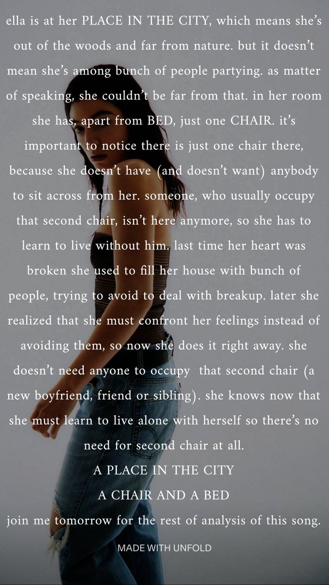 why LORDE has just one CHAIR in her PLACE IN THE CITY in song WHAT WAS THAT? + virgin + <a href="/lorde/">Lorde</a>