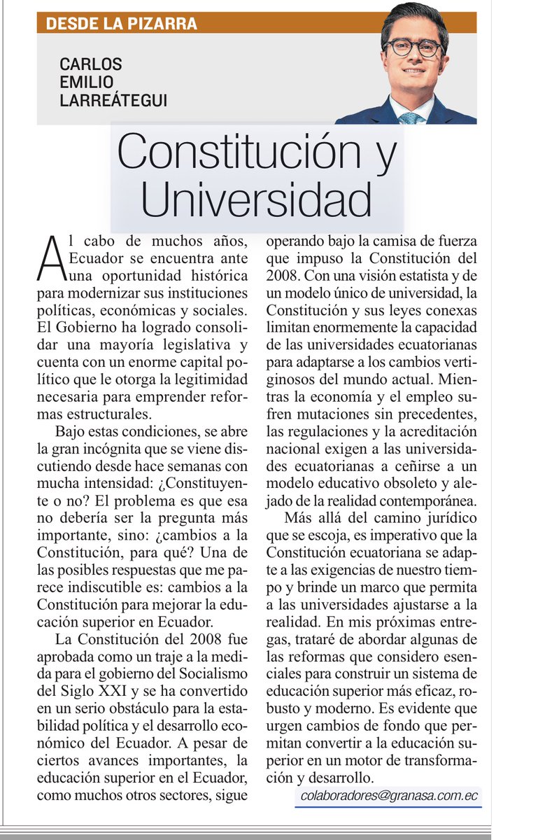 Constitución y Universidad. Mi artículo de hoy en <a href="/Expresoec/">Diario Expreso</a>