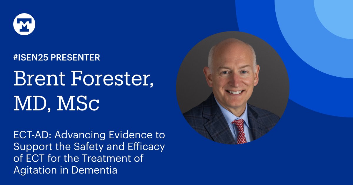Today: #TuftsMedicine's @brentforester is at #ISEN25 in LA. From 9:00–9:30am (PT), he’ll present new evidence on using ECT to treat agitation in dementia. A must-attend for those advancing care in geriatric psychiatry. 

#DementiaCare #MentalHealth #ECT #Psychiatry