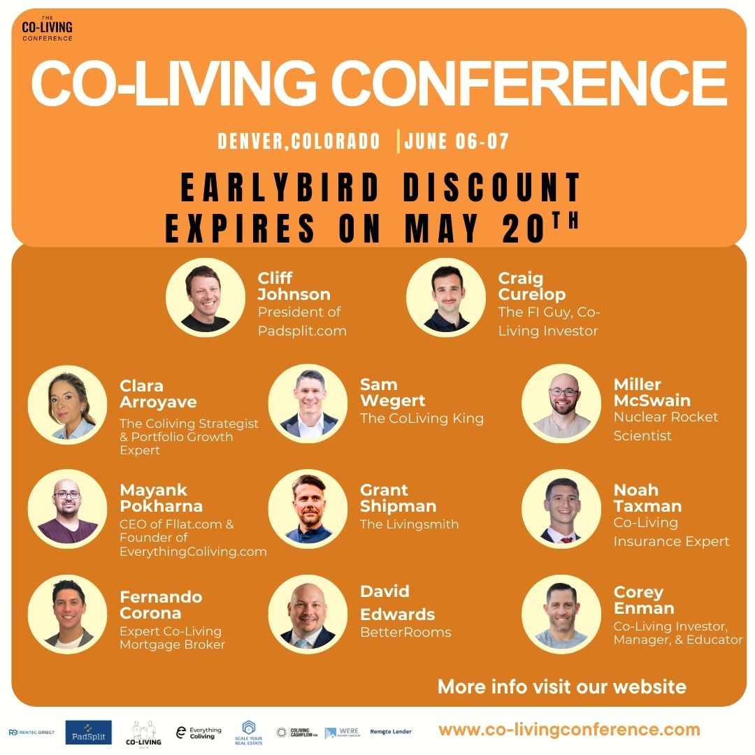 $200 off per ticket until May 20th when the Early Bird Special disappears forever! 🏠 Join the 1st Co-Living Conference, June 6-7, 2025, Denver, CO! Learn from Cliff Johnson, Craig Curelop &amp; more. Network &amp; grow. Co-LivingConference.com #colivingcommunity #colivingconference