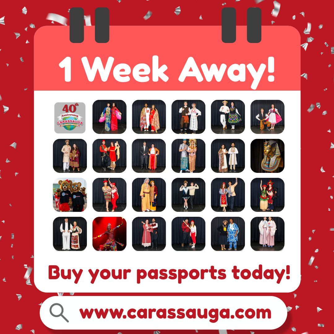 The 40th Annual Carassauga Festival is officially ONE WEEK AWAY!! ✨🌎🎉

#Carassauga2025 #Mississauga #MulticulturalFestival #Carassauga #CulturalFestival #FoodFestival #ExploreCulture #CelebrateDiversity