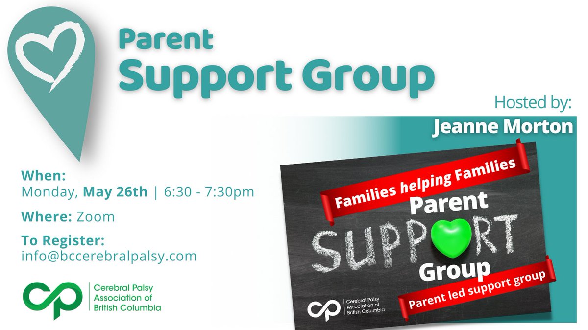 CerebralPalsyBC's tweet image. 📣Register for this month's Parent Support Group! Share your experiences &amp;amp; gain valuable knowledge from other parents. Connect and support each other.
Mon. May 26, 6:30 – 7:30pm
Contact us at info@bccerebralpalsy.com.
.
.
.
#CPABC #LifeWithoutLimits #ParentSupportGroup