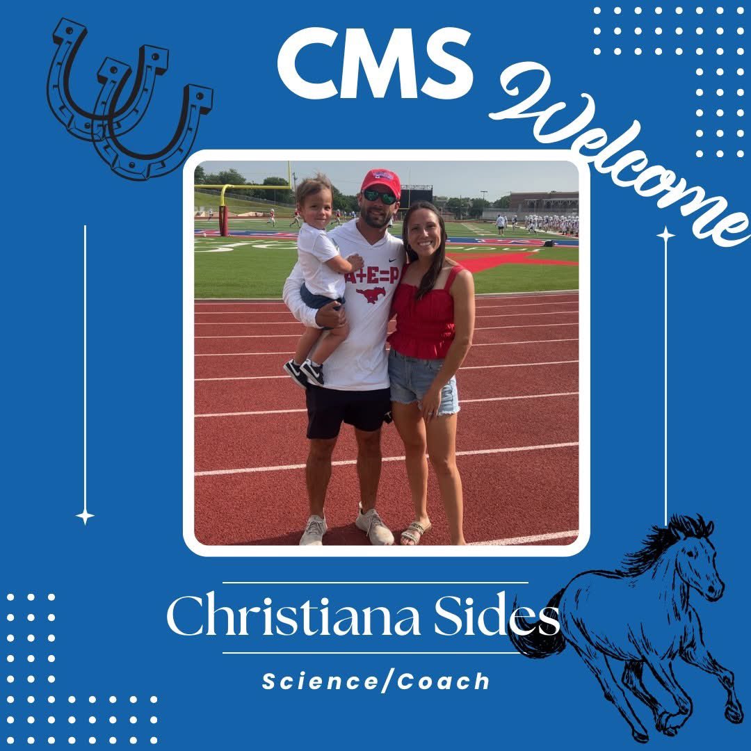 Colleyville Middle School (@cmscolts) on Twitter photo Welcome to CMS Coach Sides! Thrilled to have you join our science team & fabulous <a href="/LyColtAthletics/">Lady Colt Athletics</a> program! 💙🤍🐴 Welcome to CMS Coach Sides! Thrilled to have you join our science team & fabulous <a href="/LyColtAthletics/">Lady Colt Athletics</a> program! 💙🤍🐴