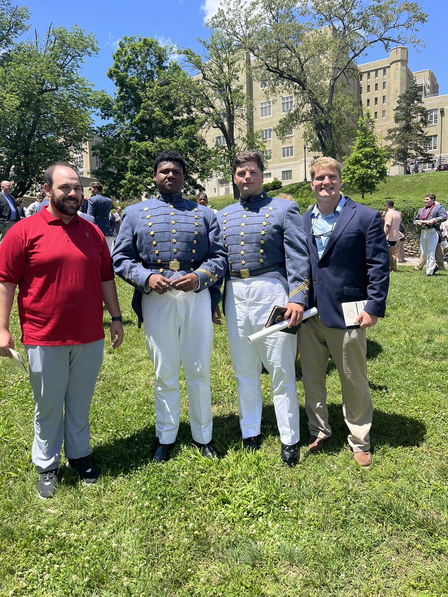 CoachWratten's tweet photo. Congratulations to the VMI class of 25 and especially these 3 that brought it every day! #RahVirginiaMil  @PoindexterTyriq @thomasinge55 @cole_holtz https://t.co/TtHcbPO8wx