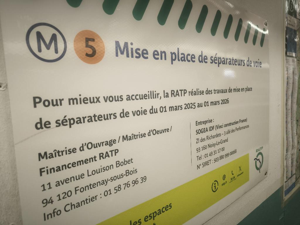 AUT / FNAUT IDF (@asso_usagersidf) on Twitter photo Pose de barrières entre les voies à gare du Nord sur la ligne Ⓜ️5 : ce n'est pas vraiment "pour mieux nous accueillir", sans doute pour éviter des intrusions. Mais pourquoi un an de chantier 🤔 Pose de barrières entre les voies à gare du Nord sur la ligne Ⓜ️5 : ce n'est pas vraiment "pour mieux nous accueillir", sans doute pour éviter des intrusions. Mais pourquoi un an de chantier 🤔