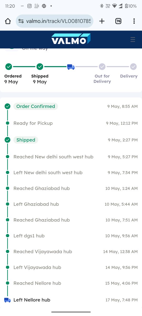 thameemmd's tweet photo. @meesho_support Could you please check the status of order ID 152019806311651264?

It was supposed to be delivered by 16th May, but it's still not delivered.

In tracking link, I see the product reached nearest hub and went back to some other place. https://t.co/mGfe3ahia7