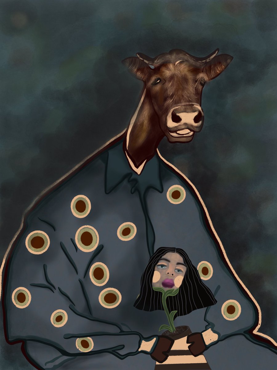 🧠 What if cows industrialized humans for beauty &amp; milk?

🐄“When the Tables Turn” questions the cruelty we’ve normalized.

🖼️ 1/1 NFT now live on <a href="/objktcom/">objkt</a>

#NFTart #Tezos #objkt #digitalillustration

objkt.com/tokens/open_ob…