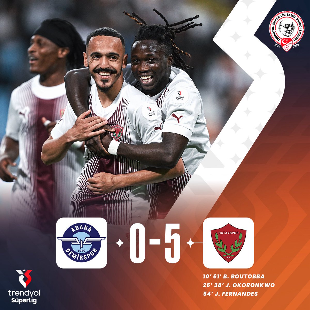 superlig's tweet photo. 📌 Maç sonucu | #ADSvHTY
Adana Demirspor 0-5 Atakaş Hatayspor https://t.co/HgoWu0HnL8