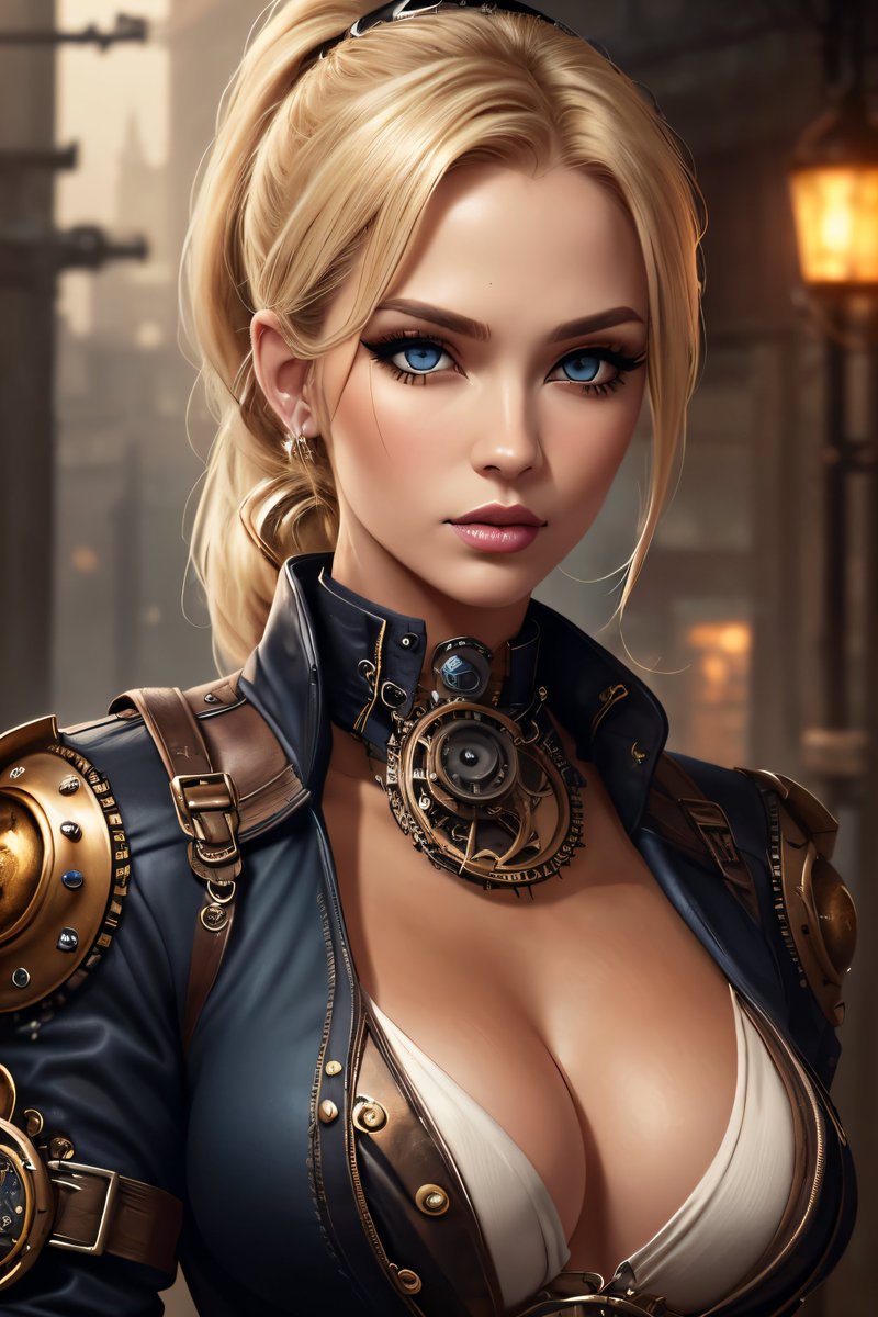 #SteampunkSaturdayAI by <a href="/soulforged77/">Soulforged77</a> and <a href="/JullzAI/">JullzAI</a> 
Kelly got an acting gig in a steampunk movie. She's a villian but it was so fun. It's so different from her other Cam(era) work.