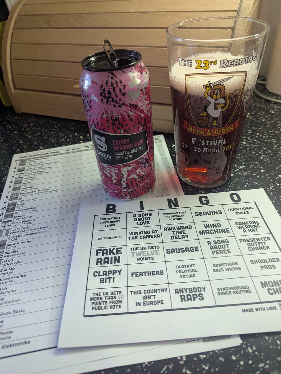 Reading Beer Fest (@readingbeerfest) on Twitter photo It's nearly time for #Eurovision2025 so fabulous beers are needed. Hello <a href="/SirenCraftBrew/">Siren Craft Brew</a> Cherry Negroni Sour! 🪩 🎤 🎶 It's nearly time for #Eurovision2025 so fabulous beers are needed. Hello <a href="/SirenCraftBrew/">Siren Craft Brew</a> Cherry Negroni Sour! 🪩 🎤 🎶