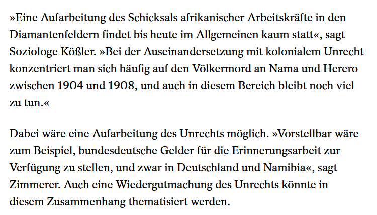 Es ist wirklich allerhöchste Zeit, dass man auch die Zwangsarbeit im dt. Kolonialismus endlich aufarbeitet und historisch würdigt. Leider hat sich hier unter einer grünen Aussen- und Kulturministerin nichts getan, Schwer zu glauben, dass es nun unter Union  besser wird.