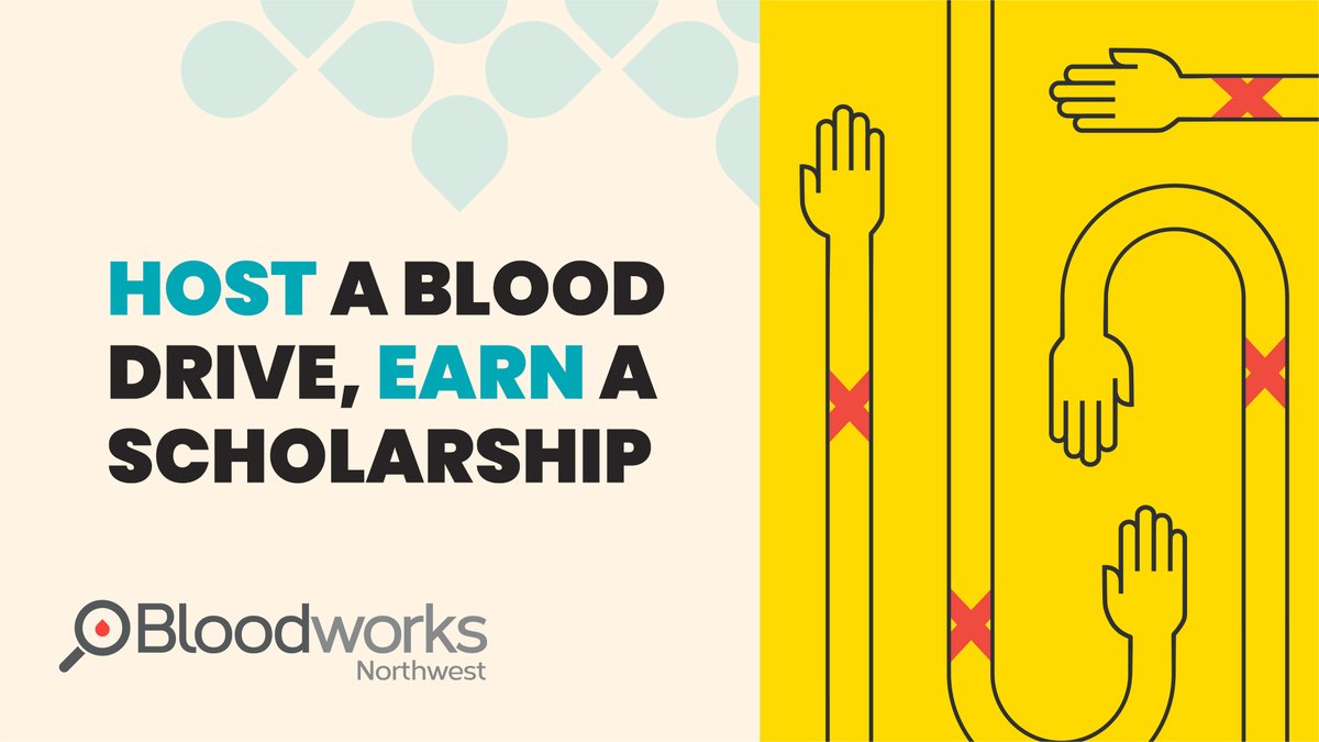 Coordinate a Scholarship Blood Drive between 6/23–9/8 and earn funds for college or your school club, and build your resumé. Also, earn a Red Honor Cord for donating 4 times during high school or college. Learn more at ow.ly/owju50VBejr.

#BloodworksNW