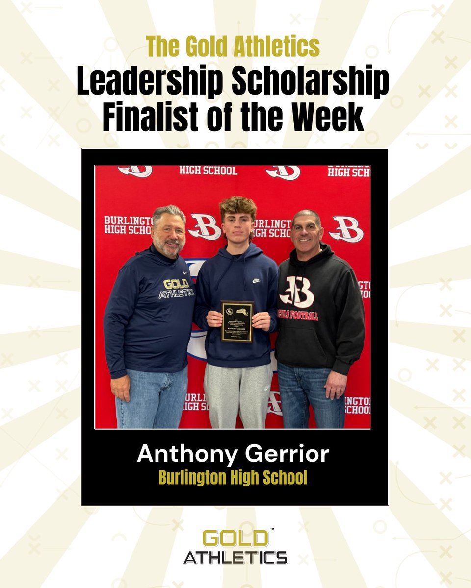 Gold Athletics (@goldathletics) on Twitter photo Shoutout to <a href="/anthony_gerrior/">Anthony Gerrior</a> from <a href="/RedDevils_Ftbl/">Burlington High School Football</a>—our GA Leadership Scholarship Finalist of the Week! 🔥 Anthony leads with heart, grit, and integrity, making a difference on the field and in the classroom. 💪🎓 #GALeadership #ScholarshipFinalist #StudentAthlete <a href="/SteveAshGold/">Steve Ash</a> Shoutout to <a href="/anthony_gerrior/">Anthony Gerrior</a> from <a href="/RedDevils_Ftbl/">Burlington High School Football</a>—our GA Leadership Scholarship Finalist of the Week! 🔥 Anthony leads with heart, grit, and integrity, making a difference on the field and in the classroom. 💪🎓 #GALeadership #ScholarshipFinalist #StudentAthlete <a href="/SteveAshGold/">Steve Ash</a>