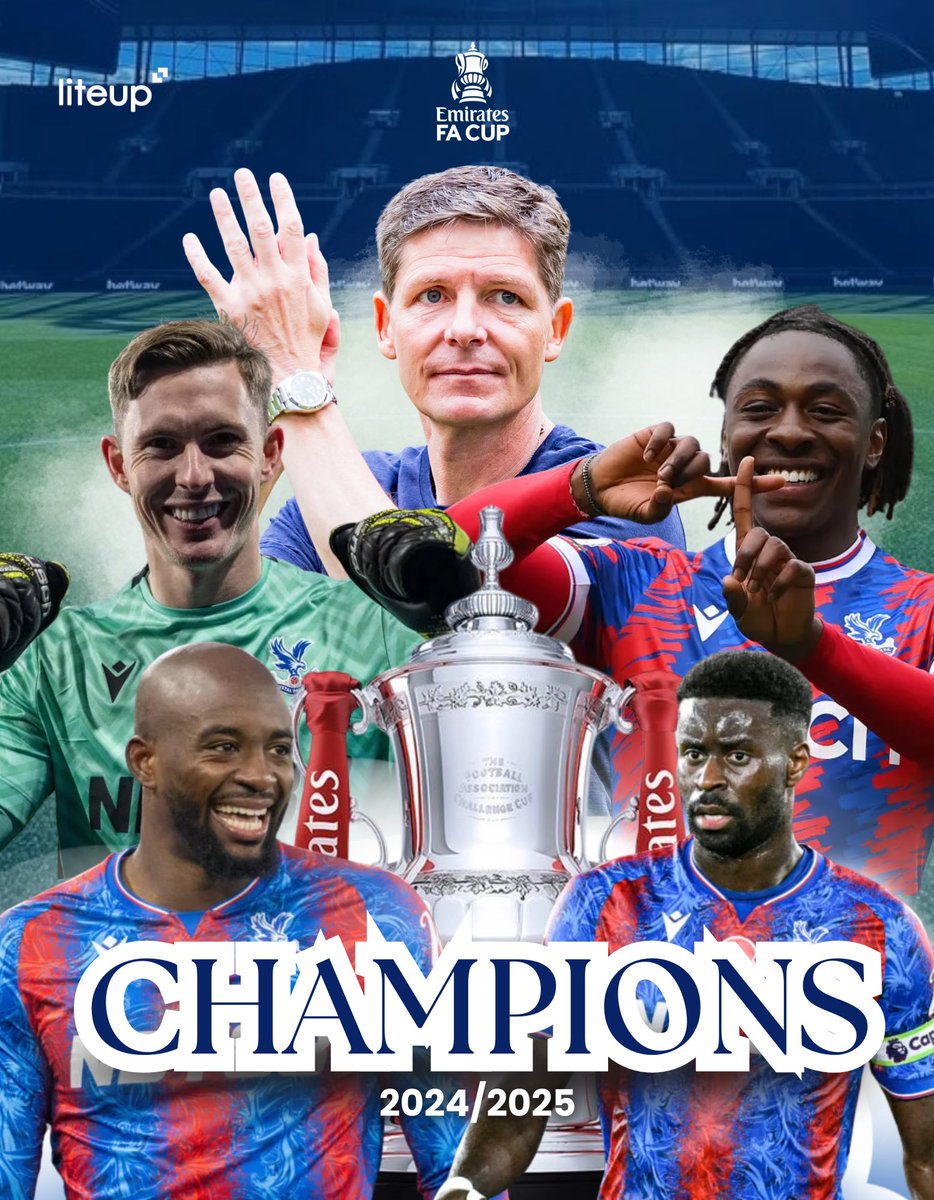 Theliteup's tweet photo. Congratulations to Crystal Palace for winning their first ever trophy in history and Palace will play Europa League football next season! 🇪🇺🏆🥇🎊 https://t.co/klzx2BSnul