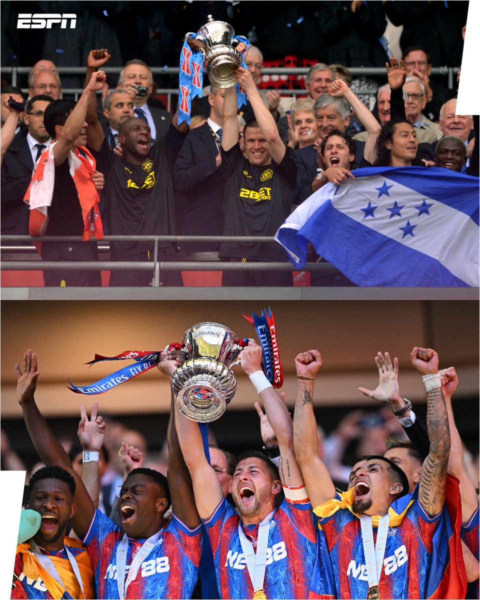 ¡AUNQUE USTED NO LO CREA! El #CrystalPalace 🦅 ganó la primera #FACup 🏴󠁧󠁢󠁥󠁮󠁧󠁿 de su historia ante #ManchesterCity 🔵, tal como ocurrió con #Wigan 🌳 en la temporada 2012/13 ¡ante el mismo rival! 😱