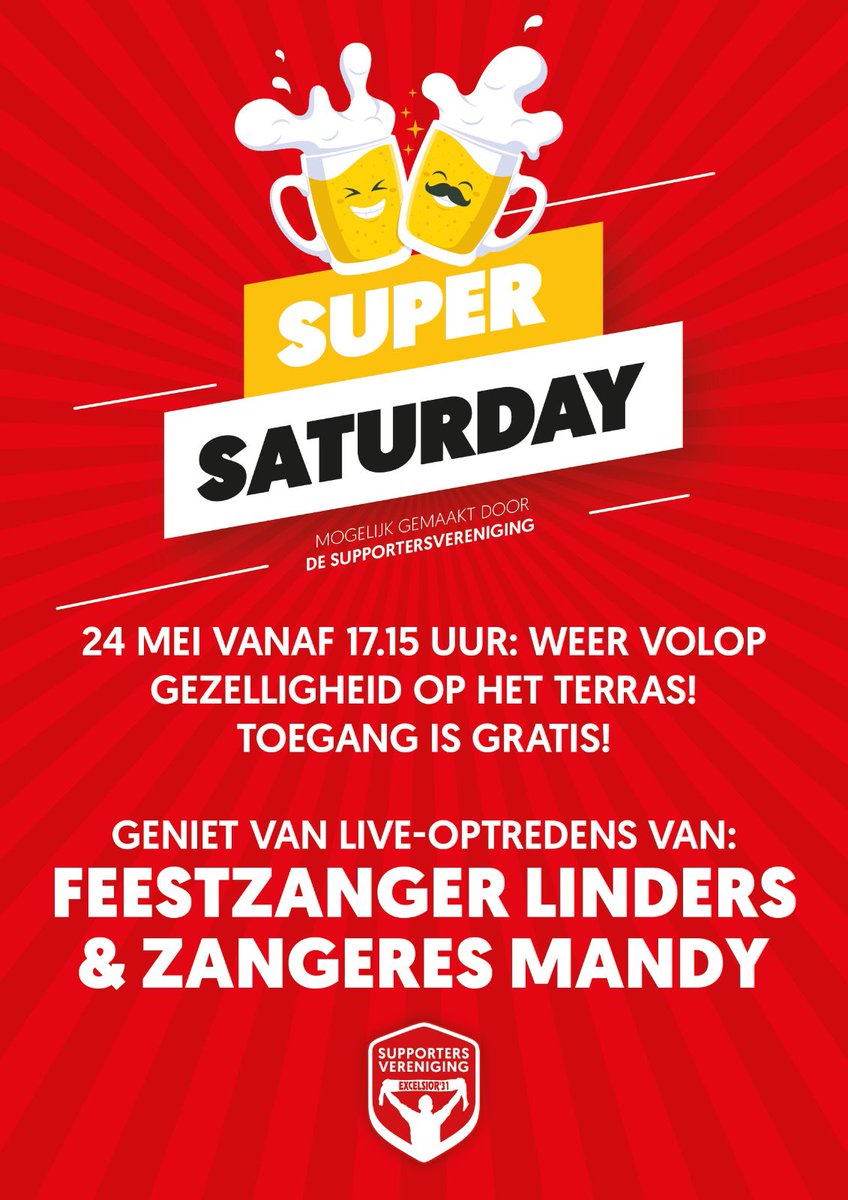 Vandaag weer een super gezellig feest gehad bij team Sexy.🍺 Laten we dit volgende week weer overdoen met ‘Super Saturday’. Op het terras. Alle tafels zijn vrij beschikbaar 😎🥂🍻 #wijzijnexcelsioren #iedereenwelkom