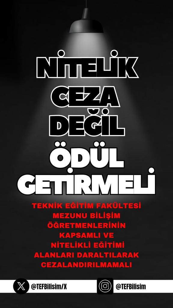 mehmet_aslanx's tweet photo. Bilişim Teknolojileri öğretmenlerinin alanının daraltılması kabul edilemez!

#TEFHakkiniGeriistiyor
@RTErdogan
@Yusuf__Tekin 
@tcmeb
@meb_ttkb 
@CihadDemirli 
@turkegitimsen
@talipgeylan06
@EgitimBirSen
@_aliyalcin_
@Ramazancakirci
@egitimsen
@kemalIrmak_
@HurEgitimSen 
@egitimis https://t.co/MDCFTapi19