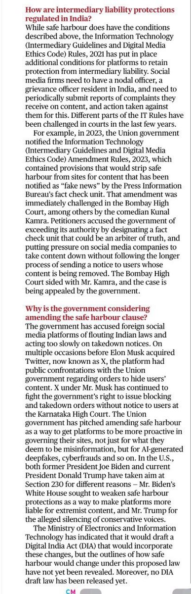 _upsc_focus's tweet photo. Is safe harbour important for social media? @AroonDeep
Details
#PT #SafeHarbourProtection #TermsToKnow #IntermediaryProtectionFromLiability #Interview #Section79 #ITAct2000 #ITRules2021 #UPSC
Source: TH https://t.co/GH9IxfeHck