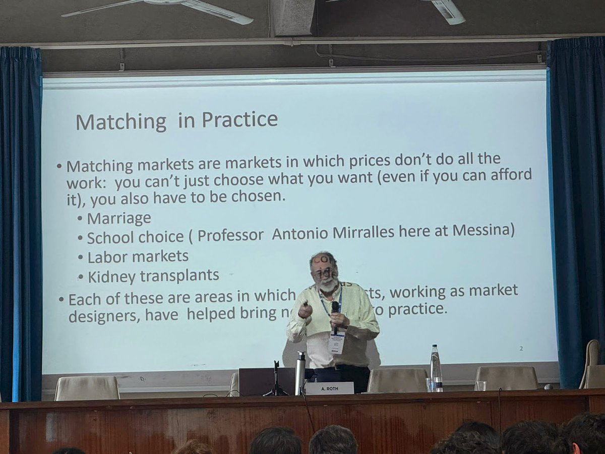subhajit__p's tweet photo. Presented at the 20th Matching in Practice workshop at the University of Messina, Italy (@mip_eu). A wonderful experience meeting many leading matching theorists and an honor to meet Nobel laureate Prof. Alvin Roth! https://t.co/IBiXjg2U6Q