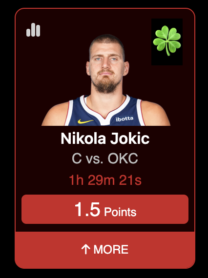 Waged_War's tweet photo. 🚨 FREE SQUARE ALERT 🚨
 Nikola Jokic vs. OKC 🏀
 Only 1.5 Points 😳
 💰 Lock it in on Waged War — you’ve got just 1 HOUR ⏳ 🍀 Available now in the app https://t.co/JMQrYRXznv